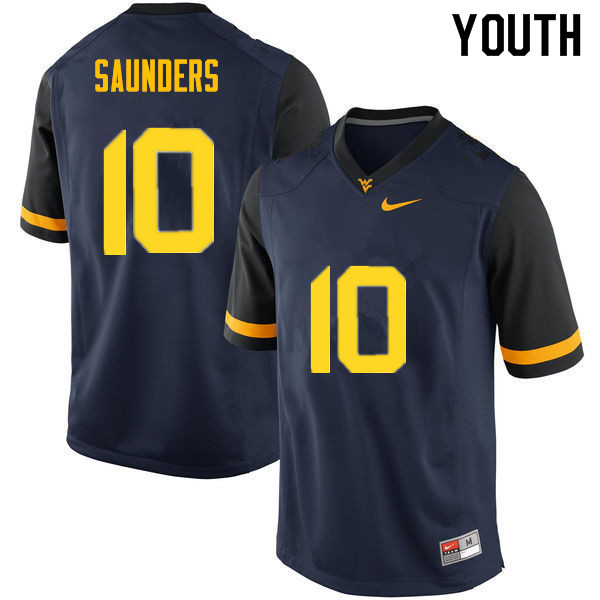 Youth #10 Cody Saunders West Virginia Mountaineers College Football Jerseys Sale-Navy